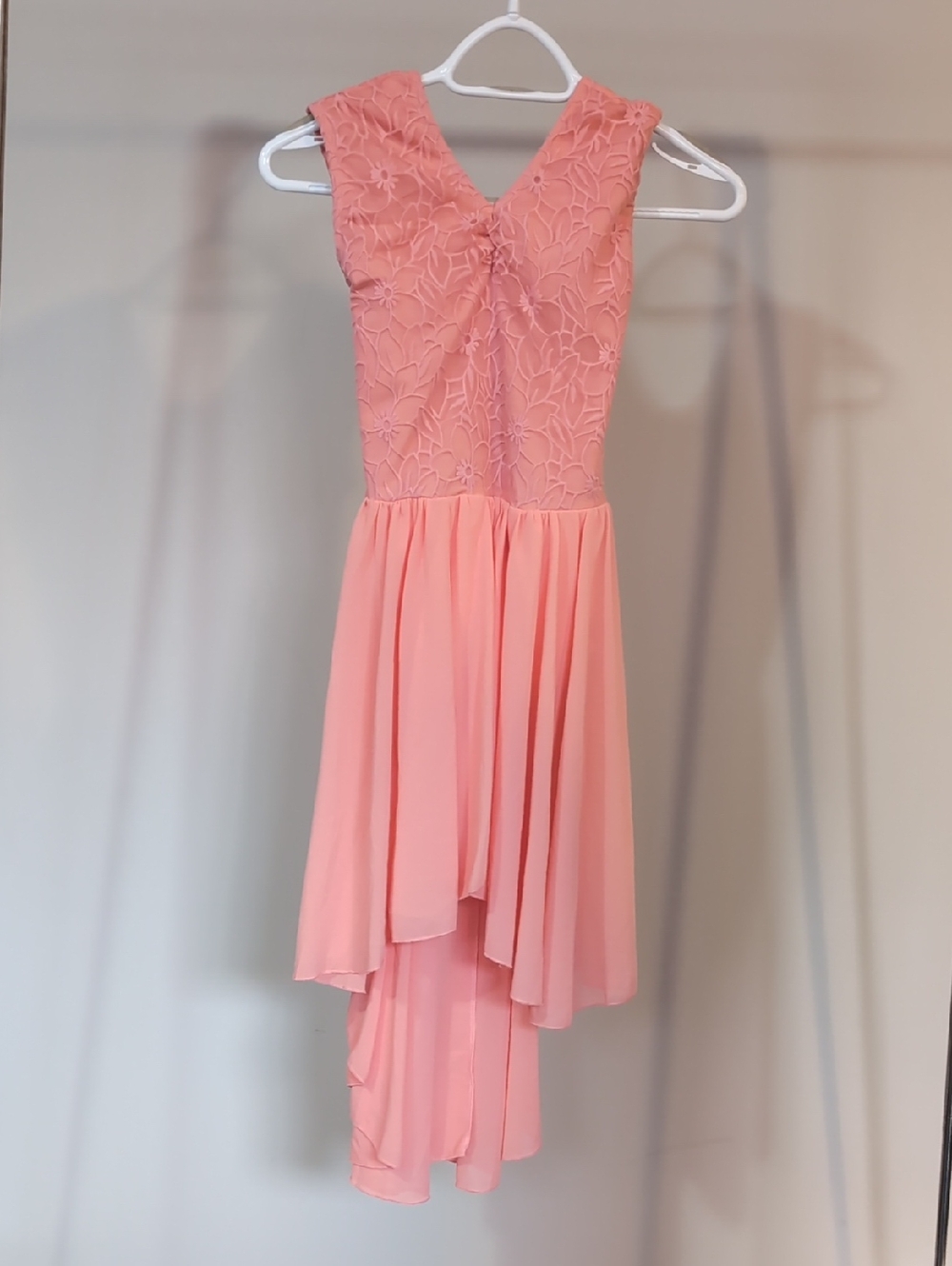 Girls' Ballet Pink Lace High-Low Dance Dress